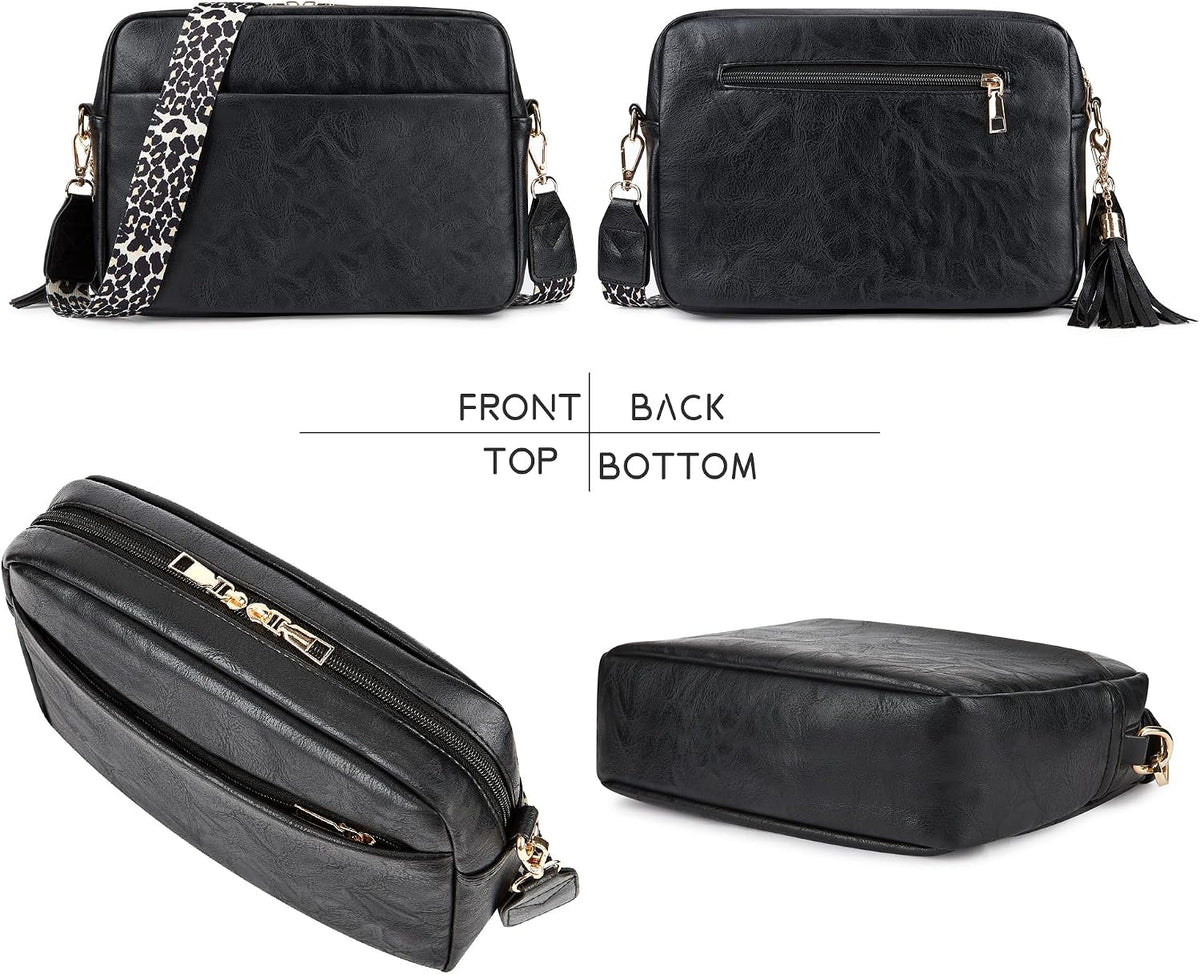 Women's Leather Crossbody Bag Zipper Shoulder Camera Purse