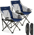 SUNNYFEEL 2 Pack Lightweight Oversized Camping Chairs for Adults, Heavy Duty Portable Folding Chair with Carry Bag, Side Pockets & Cup Holder, Supports 300 lbs, for Tailgating Hiking Picnic Backyard