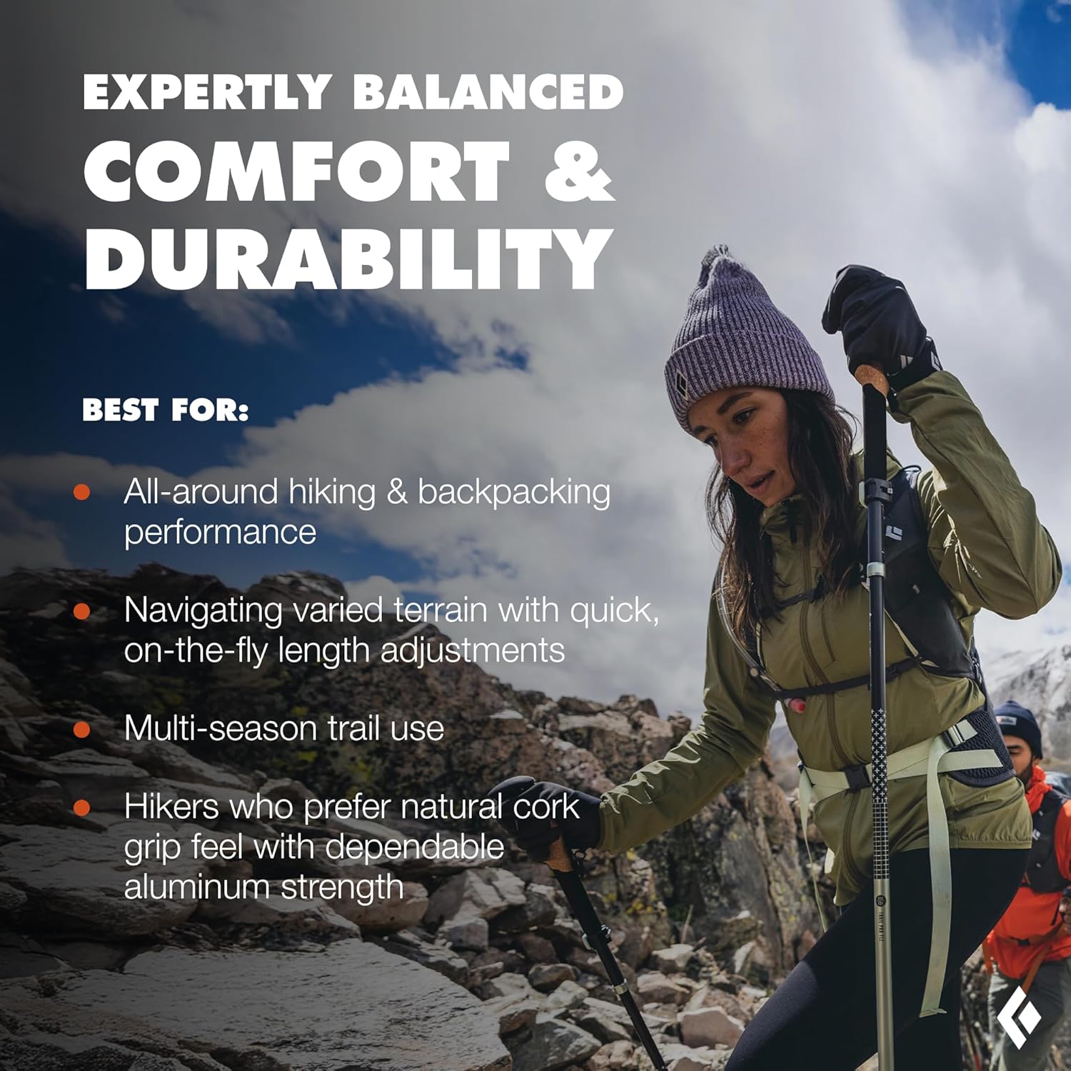 BLACK DIAMOND Trail Trekking Poles (Pair), Lightweight, Aluminum, Hiking