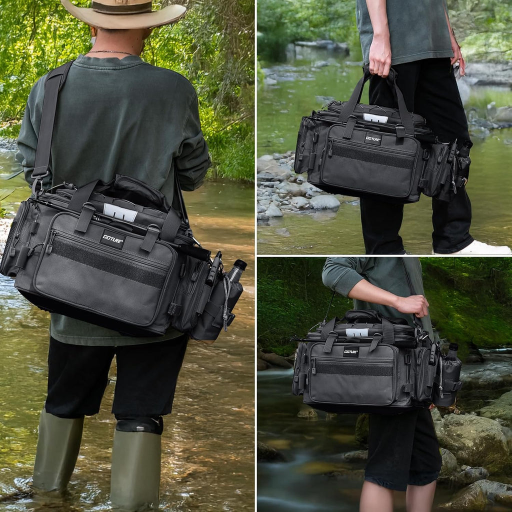 Goture Fishing Tackle Bag, Freshwater Saltwater Large Fishing Bag