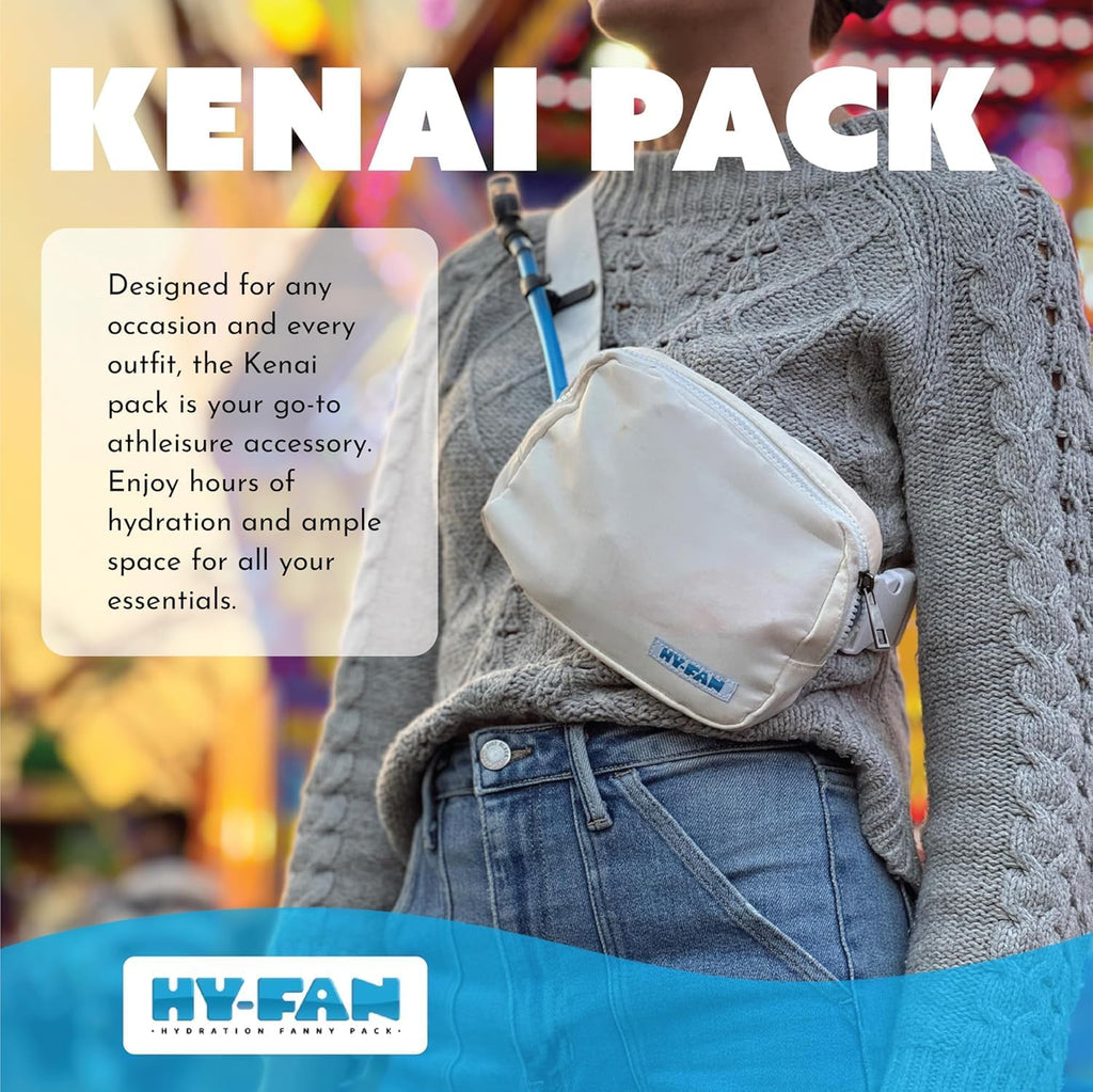 HY-FAN Kenai Hydration Cross Body with Bladder, 17oz BPA-Free, Hands-Free Design, Secure Pockets, Ideal for Travel, Daily Use and More (Light Blue)