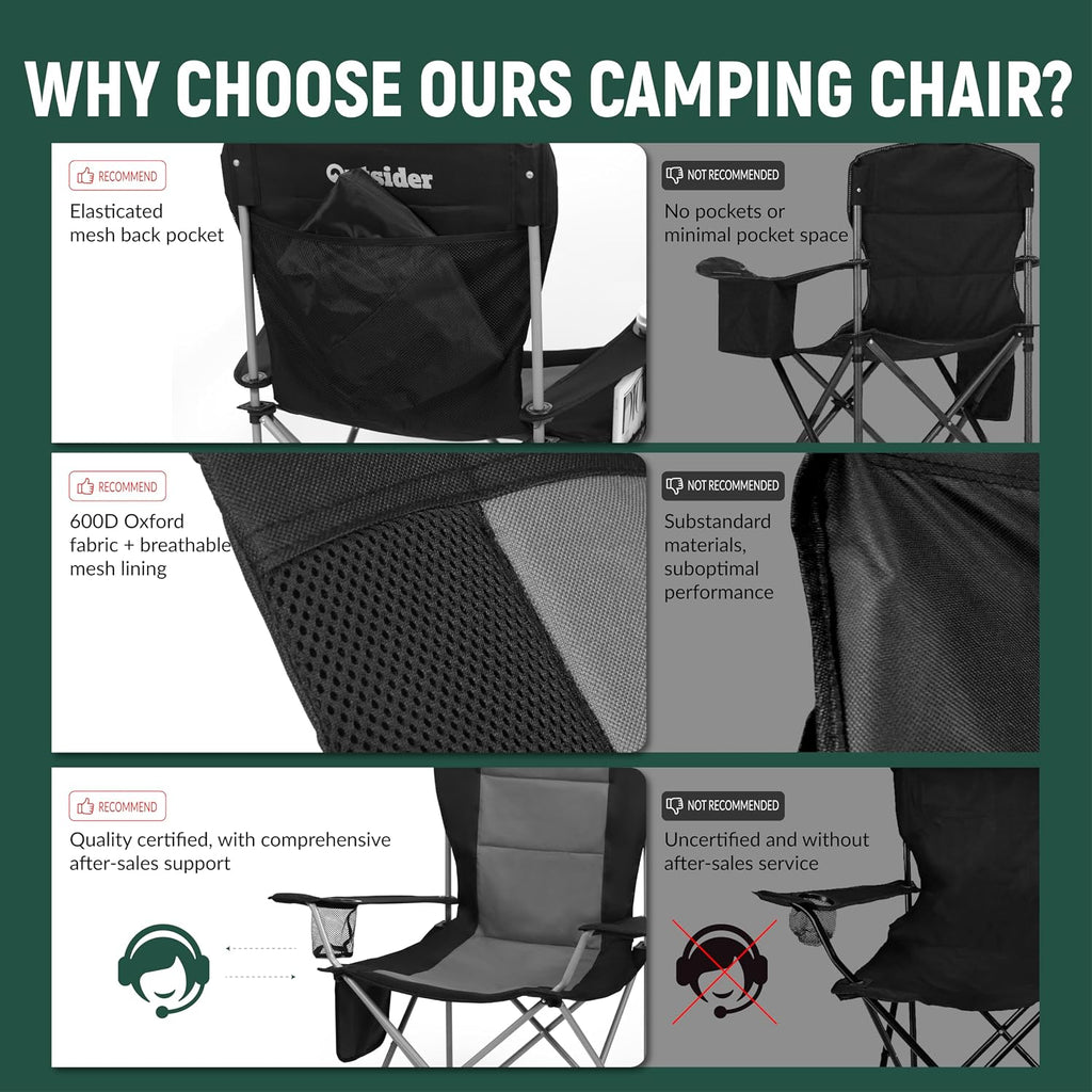 OUTSIDER High Back Camping Chair 2 Pack, 400lb Capacity