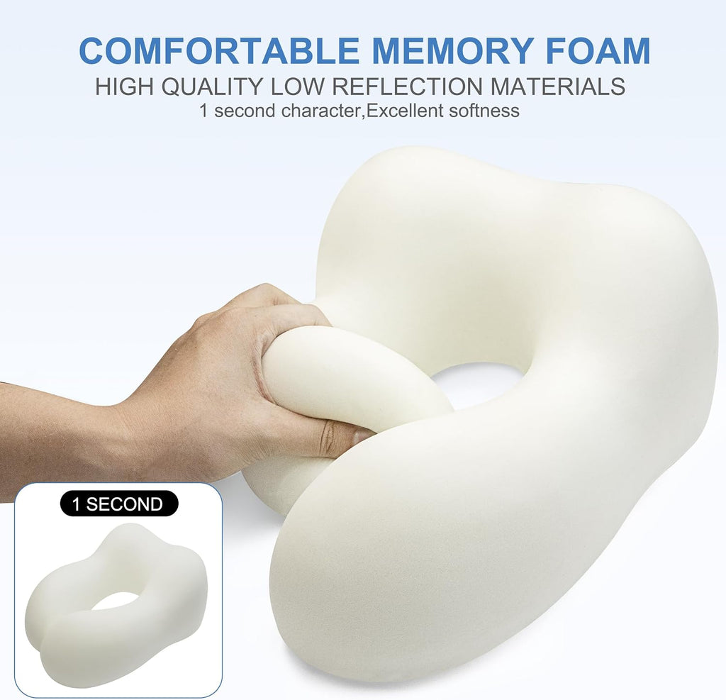 Travel Pillow - Memory Foam Cervical Neck Pillow for Adults, Kids, Children, Convenient & Portable U Shaped Pillows, Airplane Pillow for Home, Office, Camping, Travelling, Sleeping (Blue)