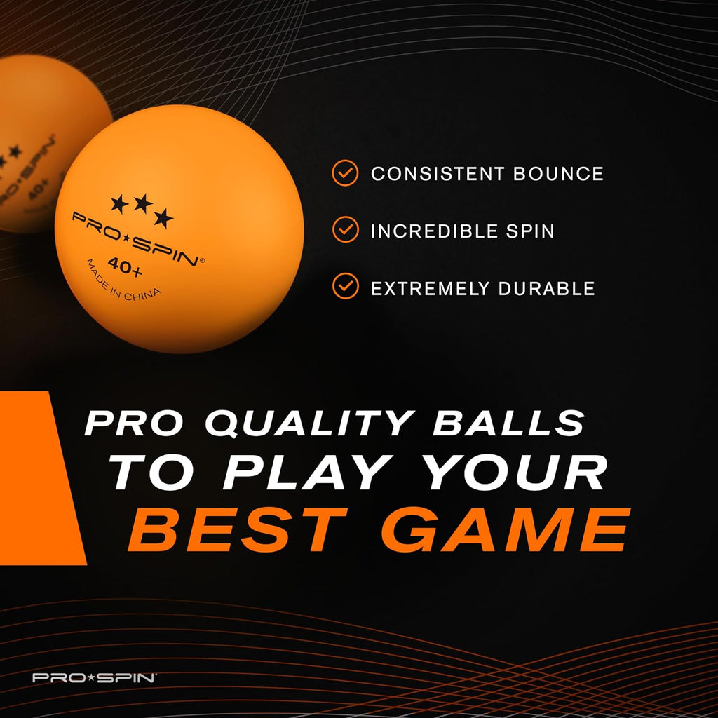 PRO-SPIN Ping Pong Balls - 3-Star Premium Orange Table Tennis Balls | High-Performance 40+ ABS Professional Quality | Ultimate Durability for Indoor & Outdoor Ping Pong Tables