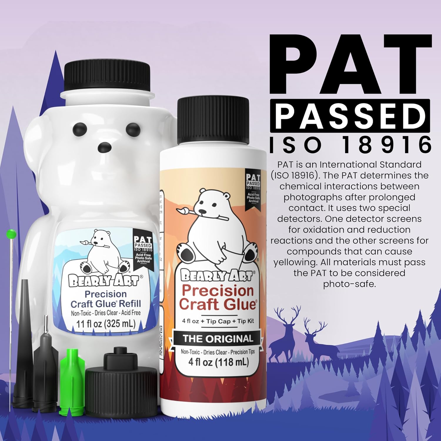Bearly Art Precision Craft Glue Bundle - 4 fl oz Original & 11 fl oz Refill