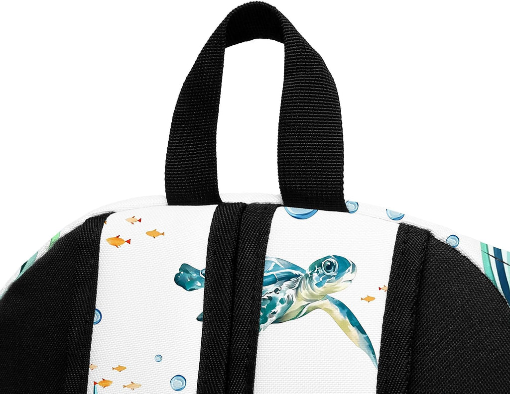 Funny Sea Turtle School Backpack for Girls Boys Bookbag, 17 Inch Sea Turtle Laptop Backpack, Turtles Animals Theme Back Pack for School Travel Hiking Camping