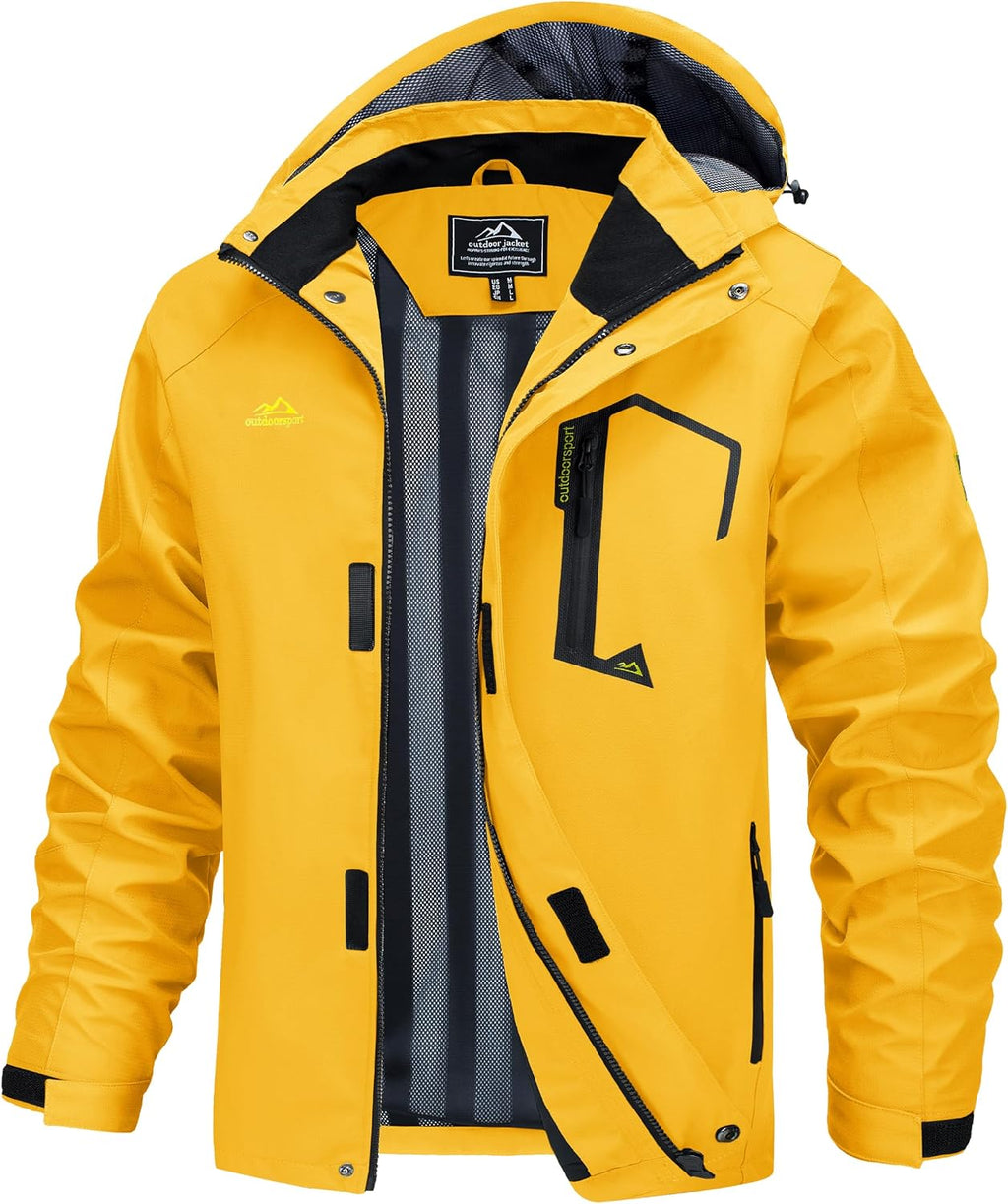 MAGCOMSEN Men's Lightweight Windbreaker Rain Jacket Raincoat with Detachable Hood for Hiking Fishing Activewear