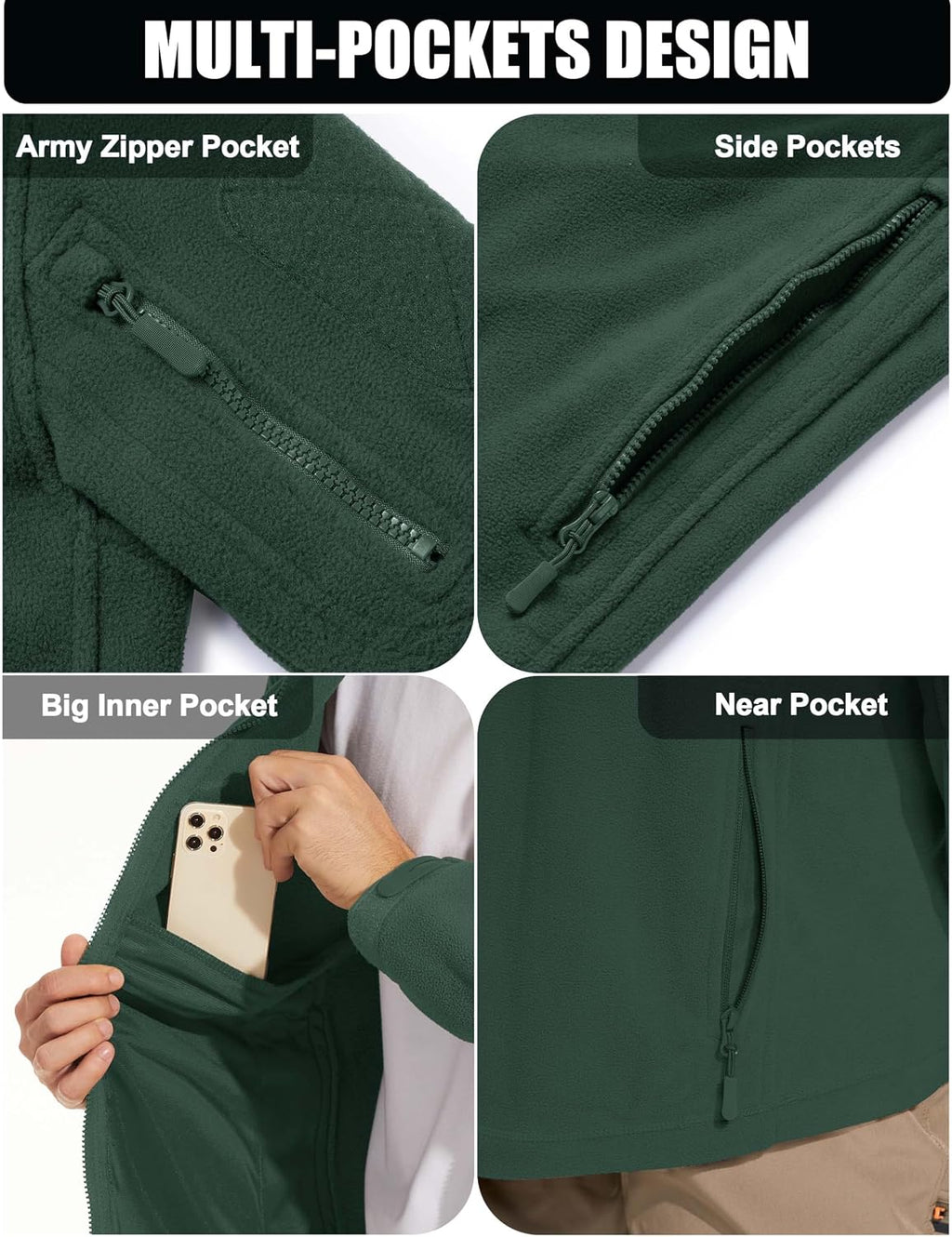 CRYSULLY Men's Military Tactical Sport Warm Fleece Hooded Outdoor Adventure Jacket Coats