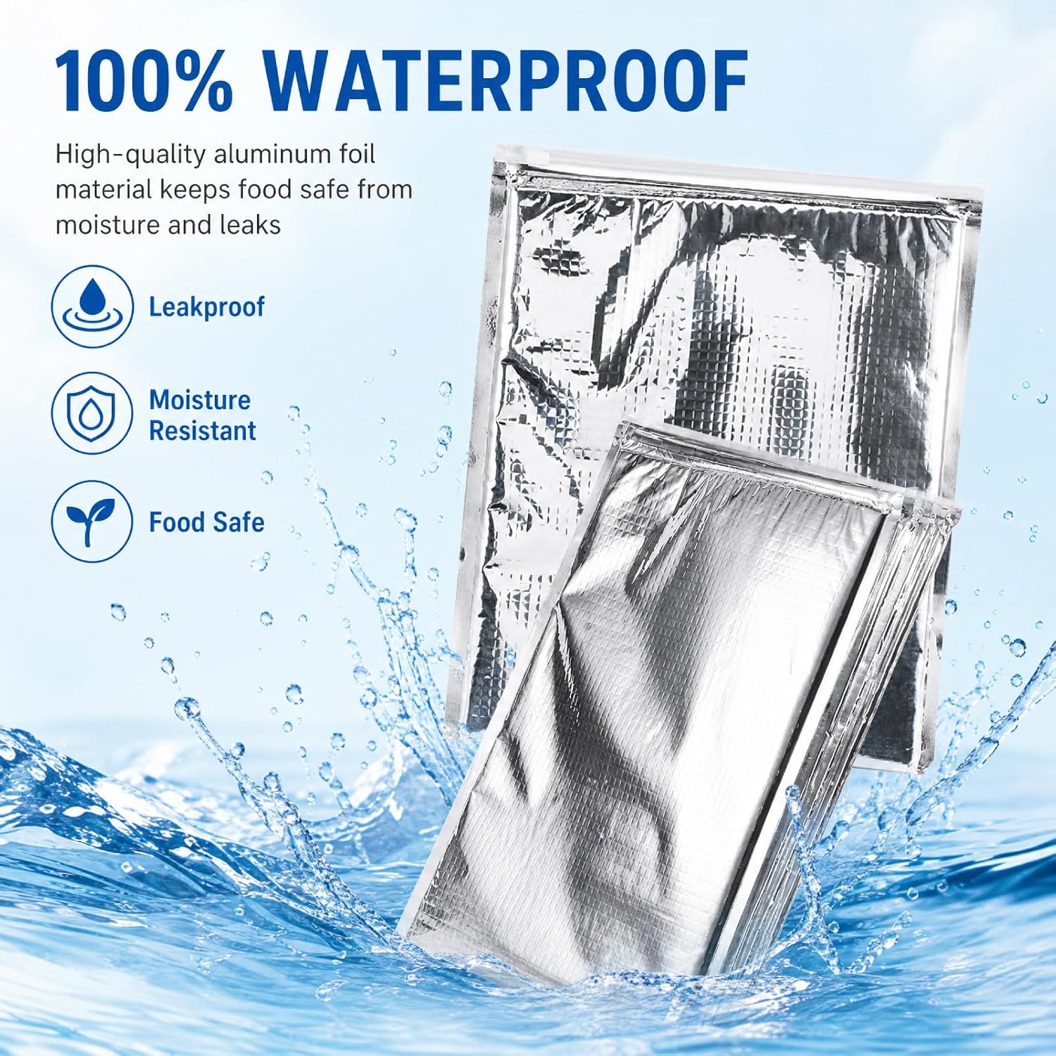 Insulated Food Storage Bag with Zipper Design, Hot Cold Cool Storage Bags for Food, Reusable Thermal Lunch Household Food Pouches Organizer Hot Sandwich Bags, 5PCS