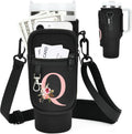 Initial Water Bottle Holder with Strap for Stanley Cup Accessories 40 oz/Simple Modern Tumbler, Birthdays for Women Girls, Water Bottle Carrier Bag with Phone Pocket,Hiking Walking Gym Camping