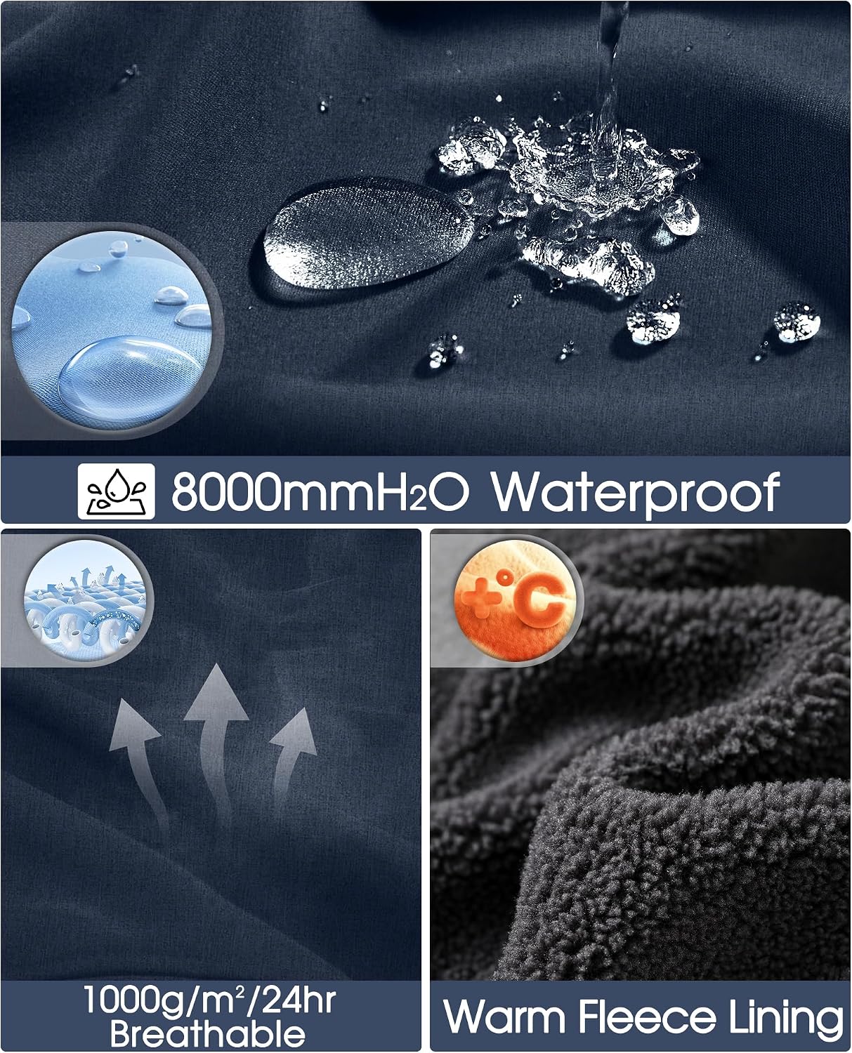 33,000ft Men's Hooded Softshell Jacket Waterproof Fleece Windbreaker Jacket