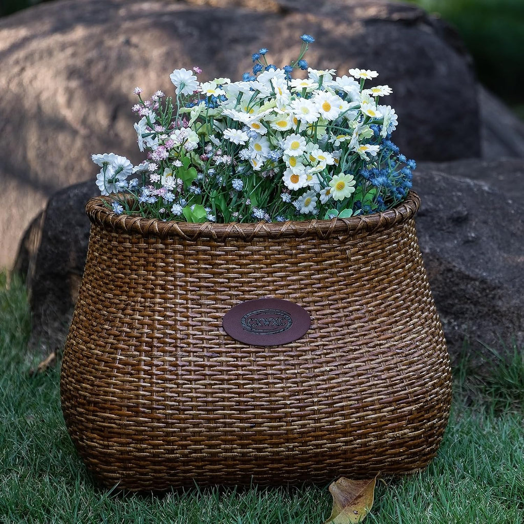 CXWXC Bike Basket - Handmade Rattan Bike Baskets for Girls Women