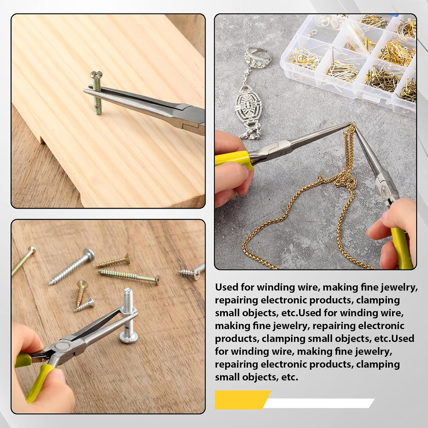 10 Pcs Mini Needle Nose Plier Bulk Jewelry 6 '', Yellow