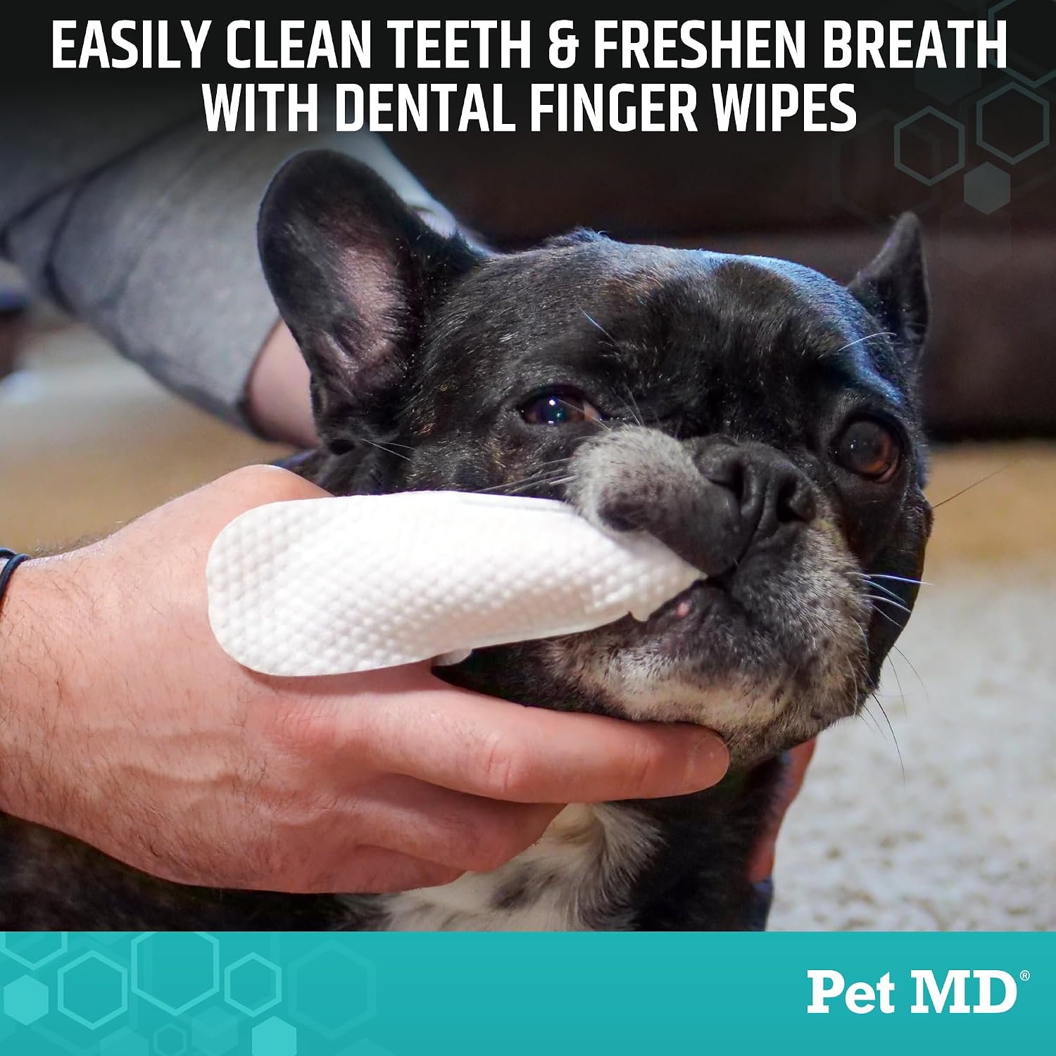Pet MD Pet Dental Finger Wipes for Dogs - Plaque and Tartar Remover - 50ct