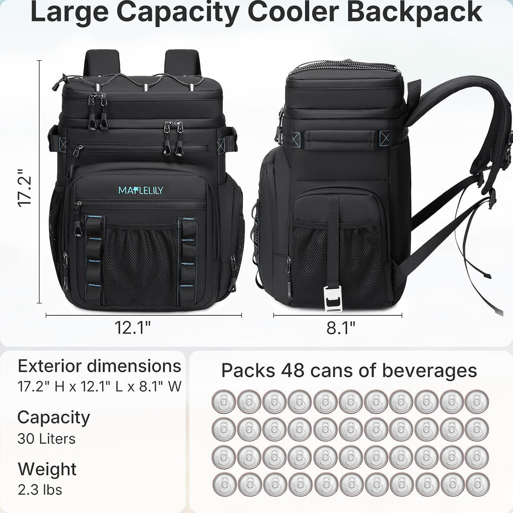 MAPLELILY Insulated Backpack Cooler Leakproof Lunch Backpack