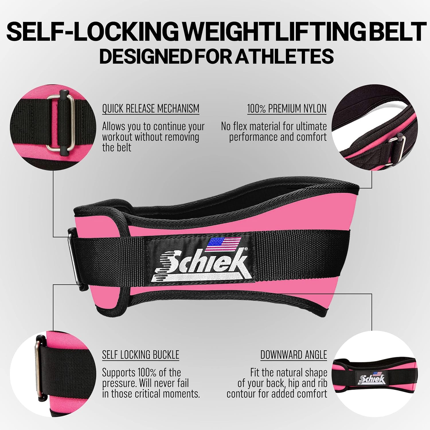 Schiek Sports Model 2004 Nylon 4 3/4" Weight Lifting Belt - Black