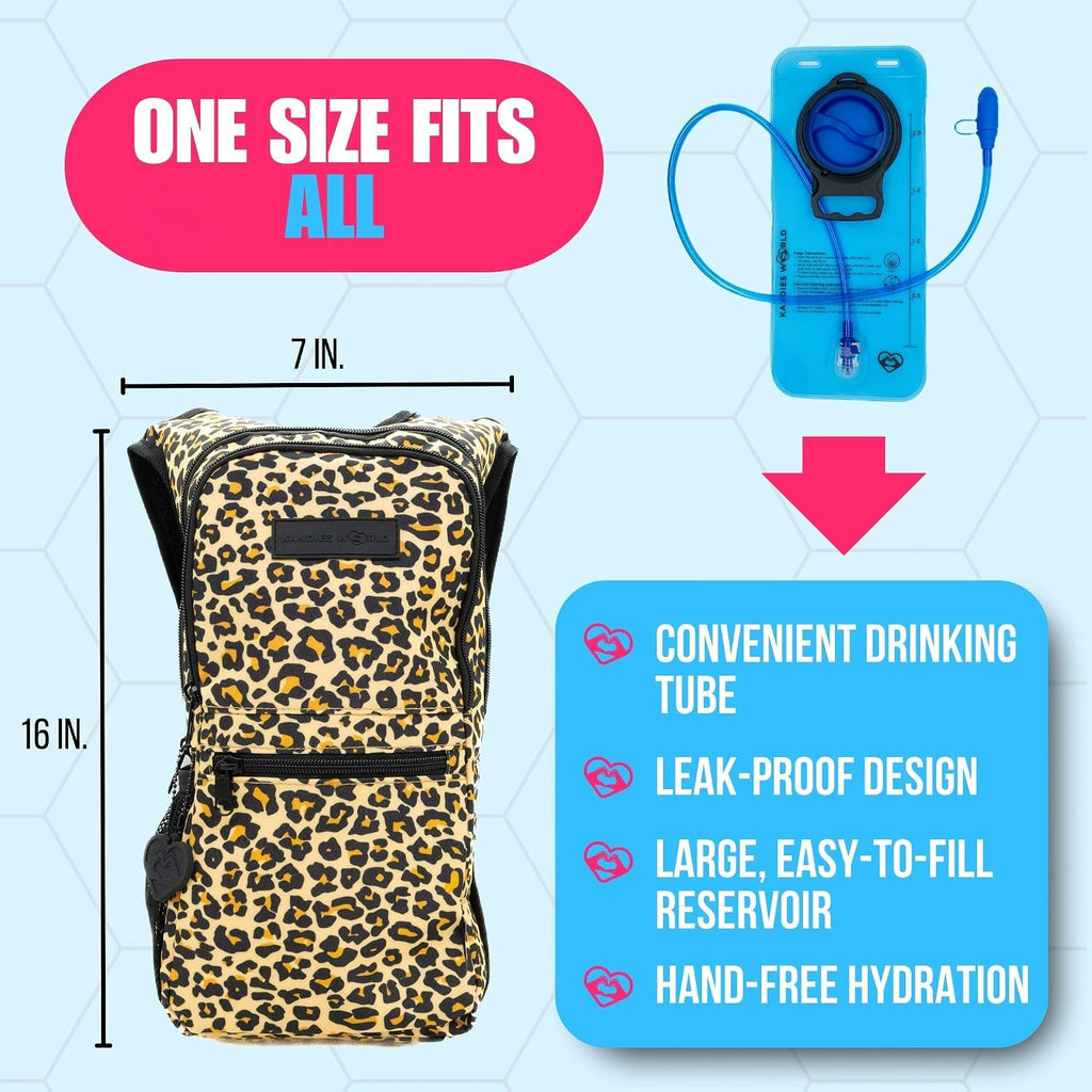 Kandies World Reflective Festival Hydration Pack - 2L Hydropack for Raves, Hiking, Biking, Running, and More (with Anti-Theft Pocket)