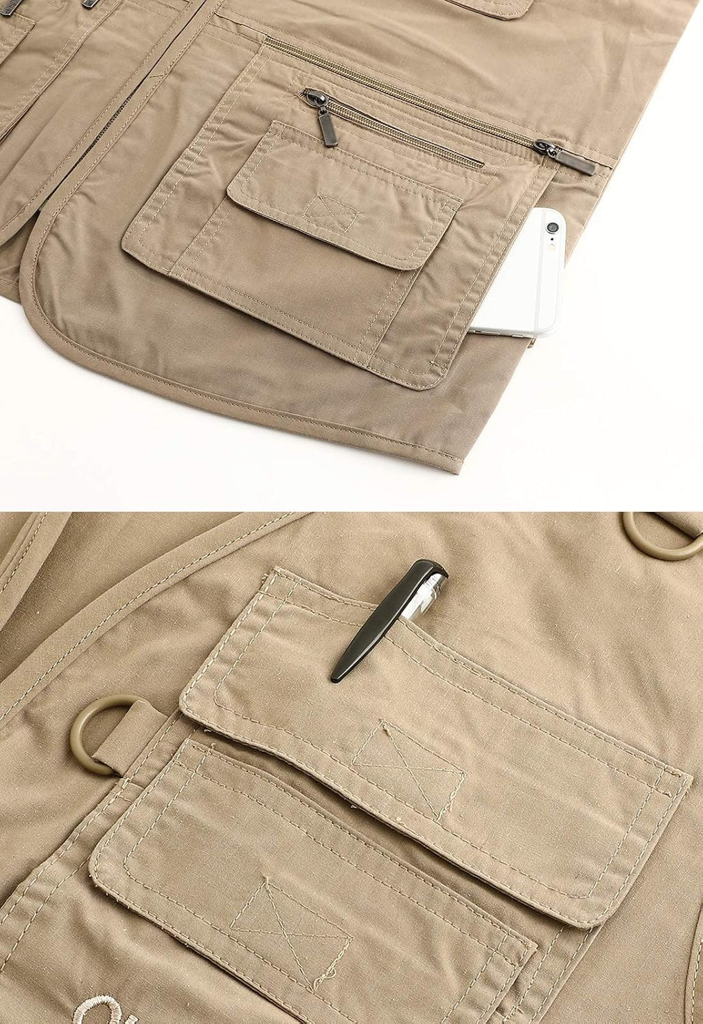 Hbufnha Men's Casual Safari Travel Vest 16 Pockets Outdoor Work Vest Sleeveless Jacket Fishing Hiking Photograph