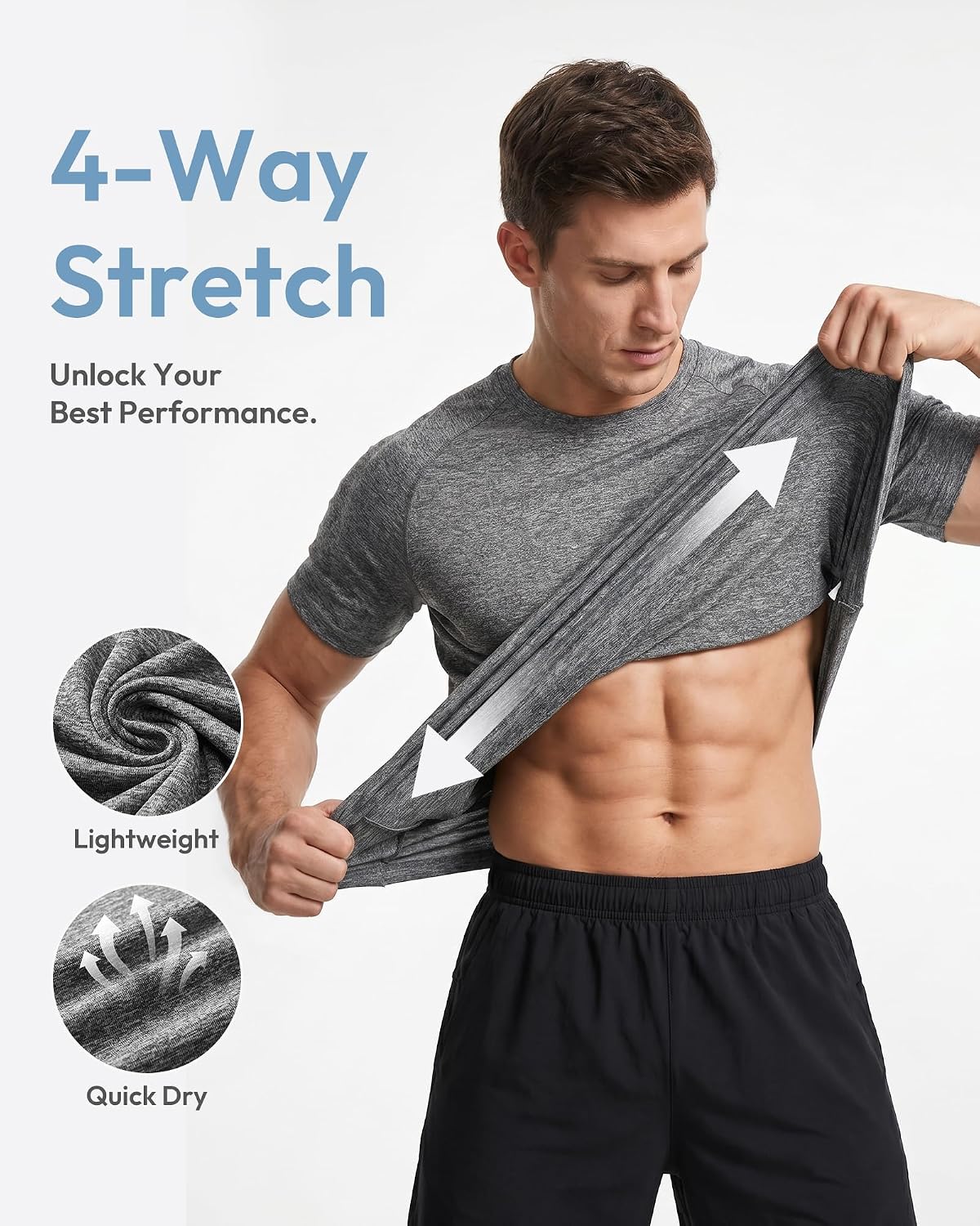 Workout Shirts for Men Short Sleeve Quick Dry Gym T Shirt