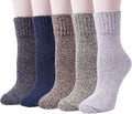 Senker Fashion Wool Socks for Women, 5 Pairs Winter Warm Crew Boot Socks