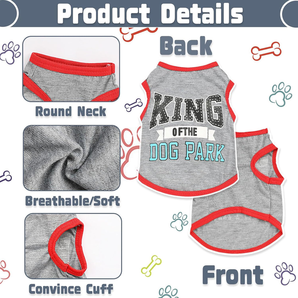 4 Pieces Puppy Clothes Boy Summer Dog Shirts for Small Dogs Chihuahua Yorkie Clothes Soft Cute Pattern Pet Cat Clothing Pink Grey Red Green XXS~M (X-Small)