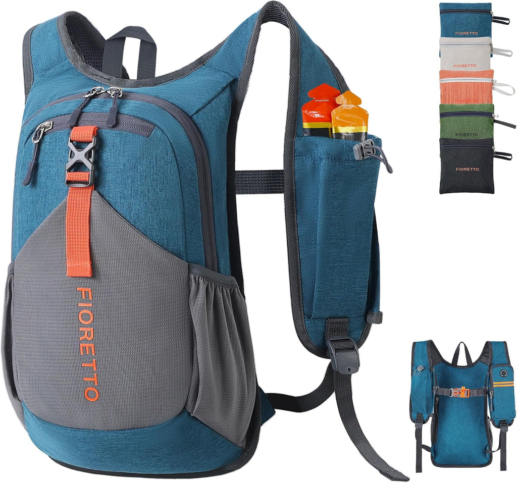FIORETTO 10L Hiking Backpack for Men Women Lightweight Foldable Small Daypack for Travel Camping Outdoor, Turquoise