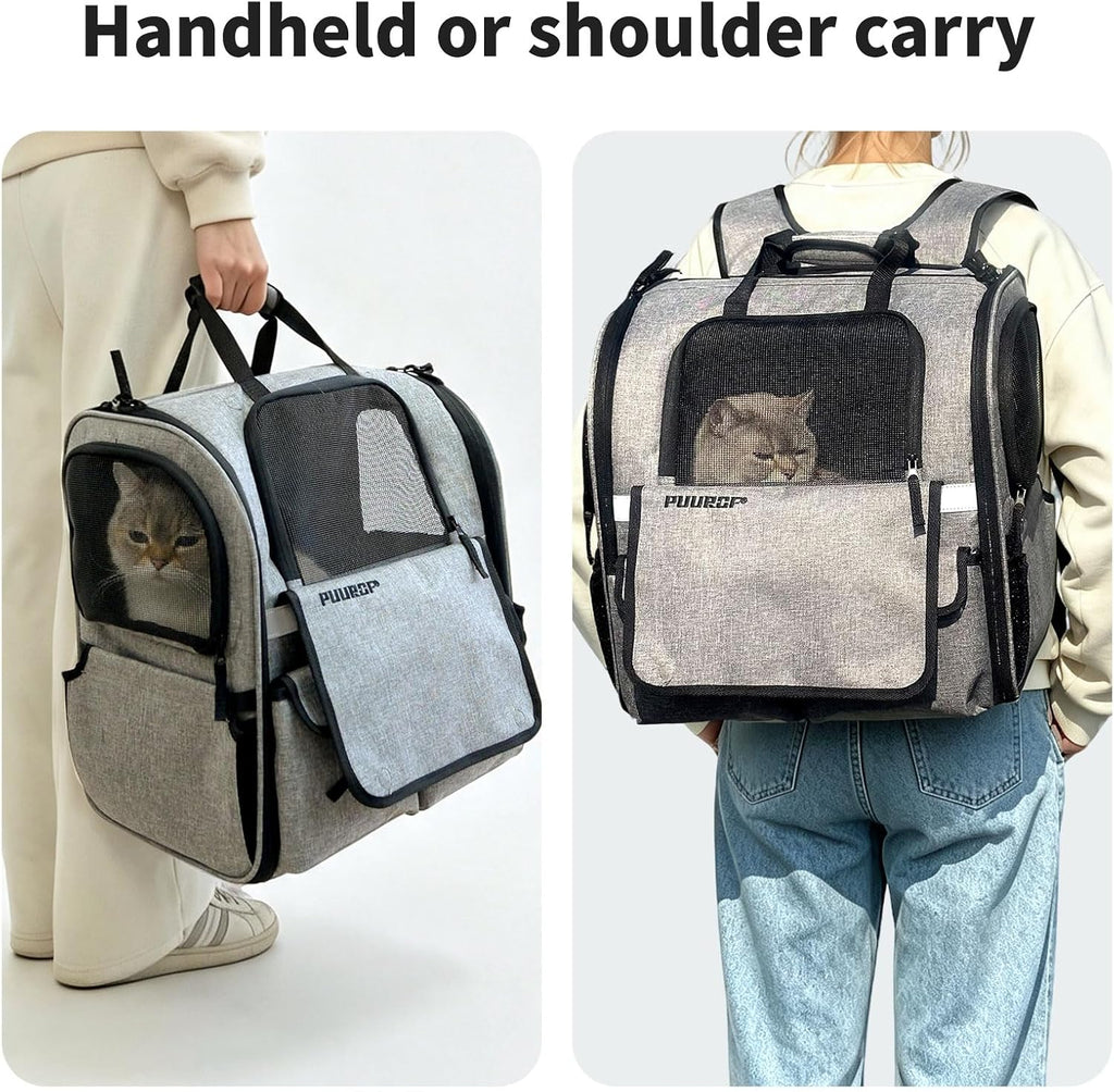 Cat Backpack Carrier,Pet Backpack for Small Dogs, Medium Cats, Maximum Weight 16 lbs,Sunshade and Breathable Dog Backpack Carrier,Ergonomic 3D Design for Hiking,Camping and Vet Visits