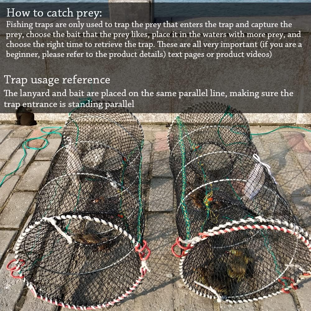 Drasry Crab Trap Bait Lobster Crawfish Shrimp Portable Folded Cast Net Magic Collapsible Fishing Traps Nets Accessories for Blue Crabs