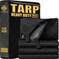 Accompagner Black Tarps Heavy Duty Waterproof 7x12ft, Thick Vinyl Tarp