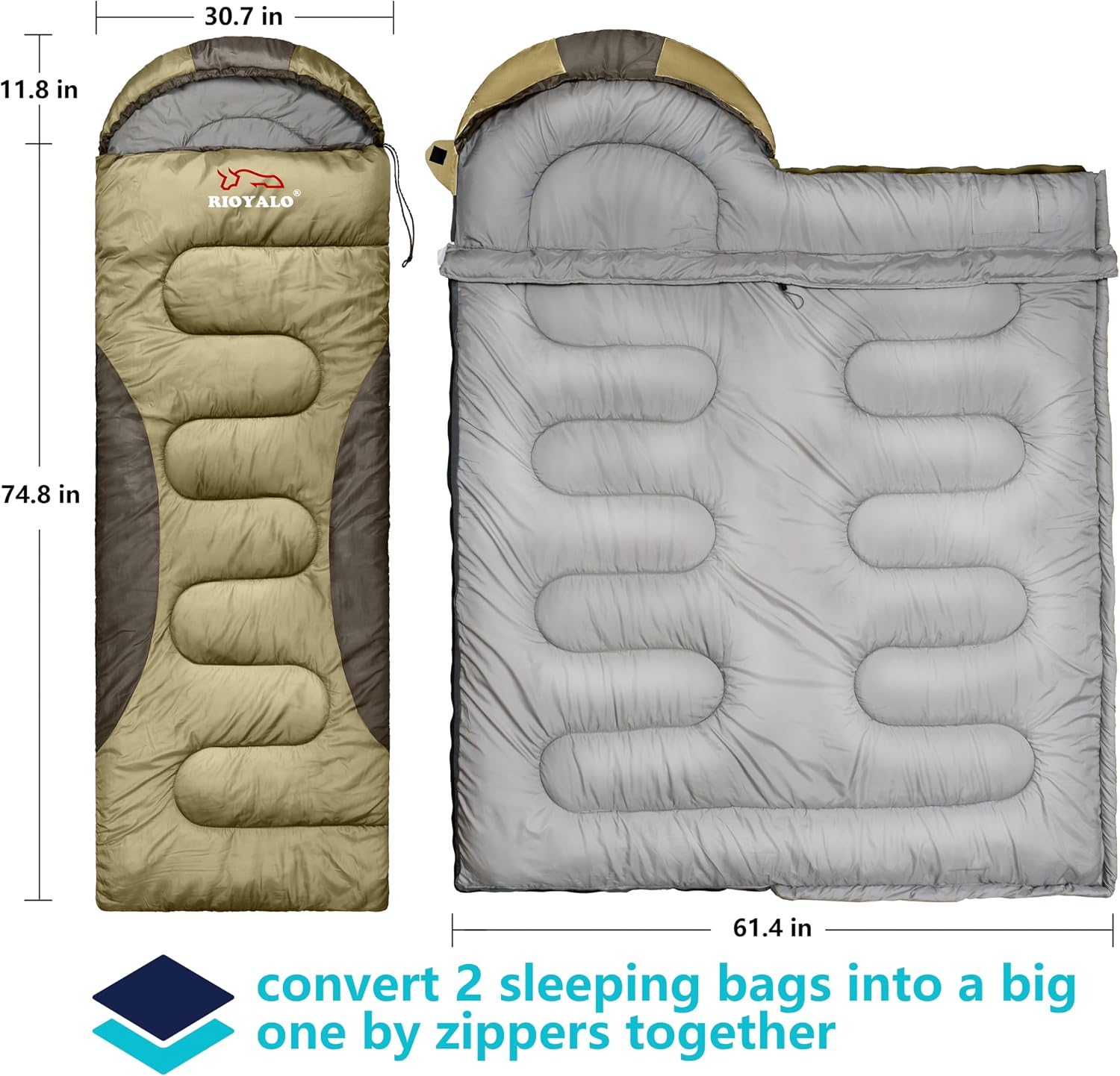 0 Degree Winter Sleeping Bags for Adults, Cold Weather Camping