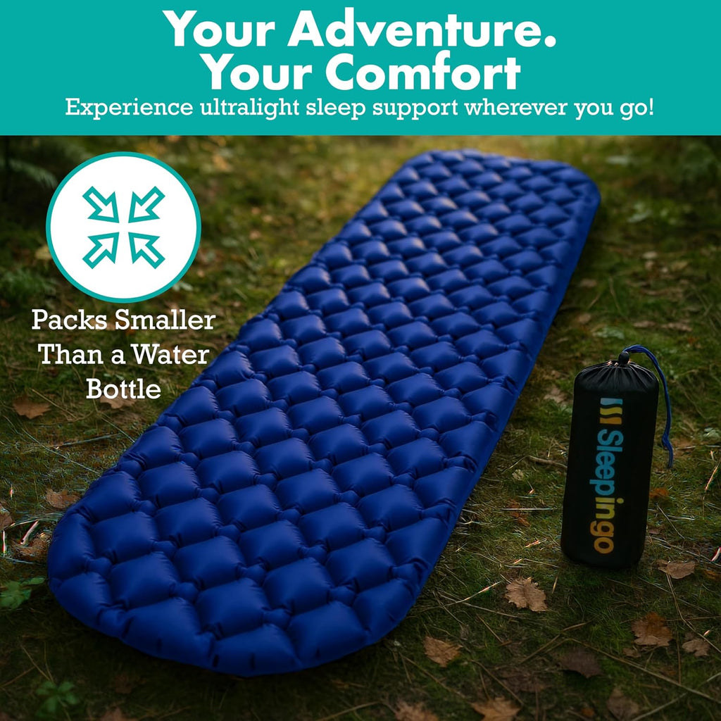 Sleepingo Ultralight Sleeping Mat - Inflatable & Compact Camping Air Mattress for Backpacking, Hiking- New