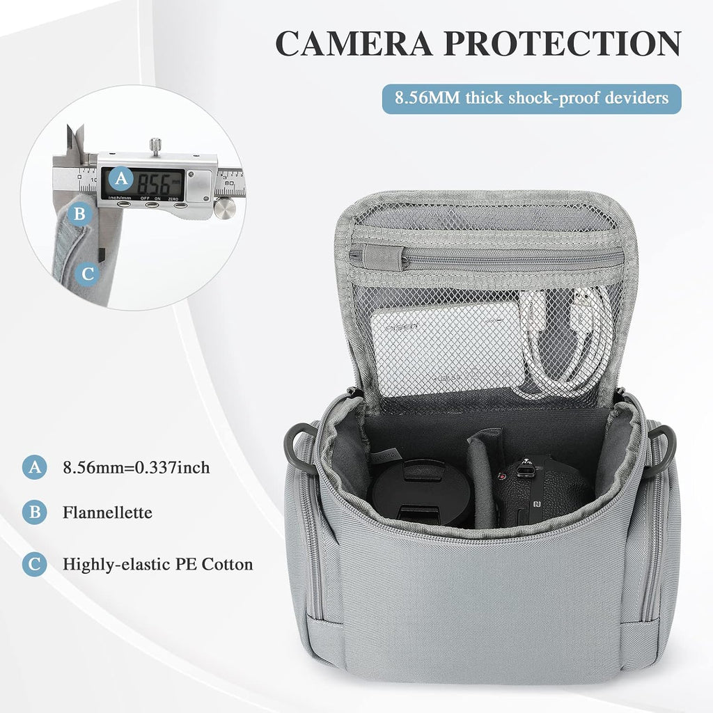 G-raphy Camera Bag Case DSLR SLR Crossbody Sling Photography Bags for Nikon Canon Sony DSLR SLR Mirrorless with Removal Straps(Parma Grey)