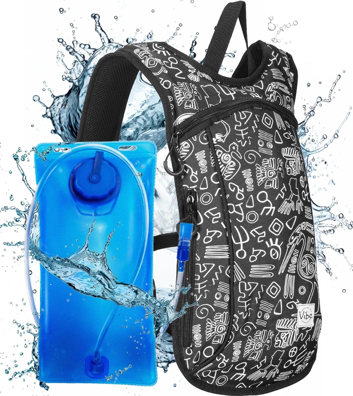 Vibe Festival Gear Rave Hydration Pack Backpack with 2L Water Bladder for Women Men – Festival Hydropack, Hydro Pack, Leak Proof, Lightweight – Teens, Party, Hiking, Running, Outdoor Sports