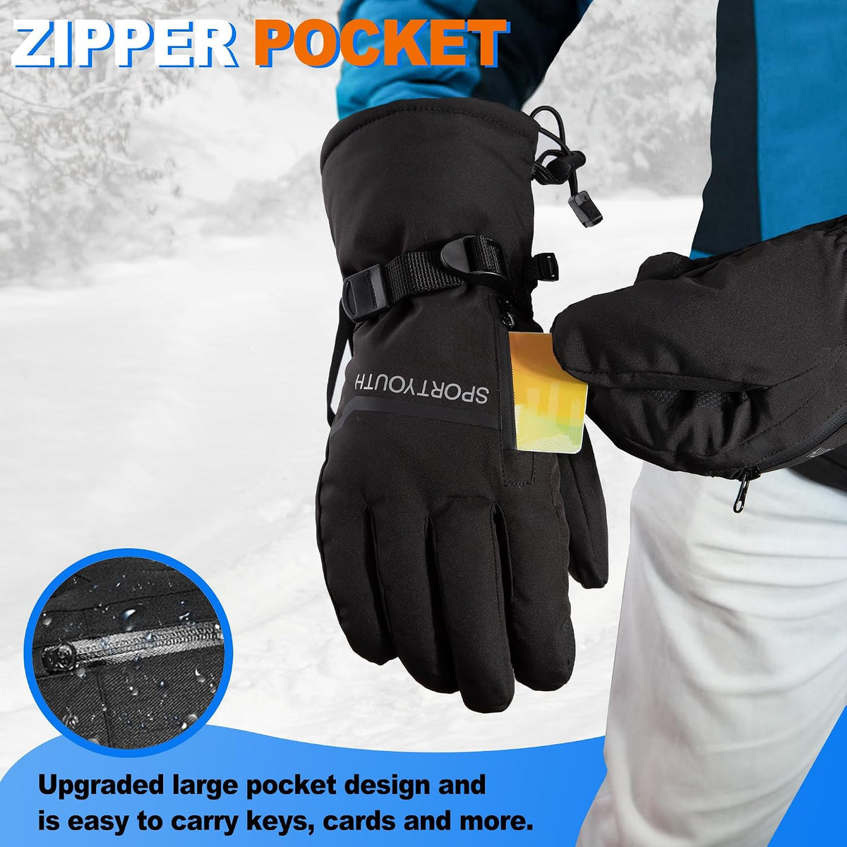 SPORTYOUTH Winter Gloves for Men Women, 3M Thinsulate Thermal Insulation