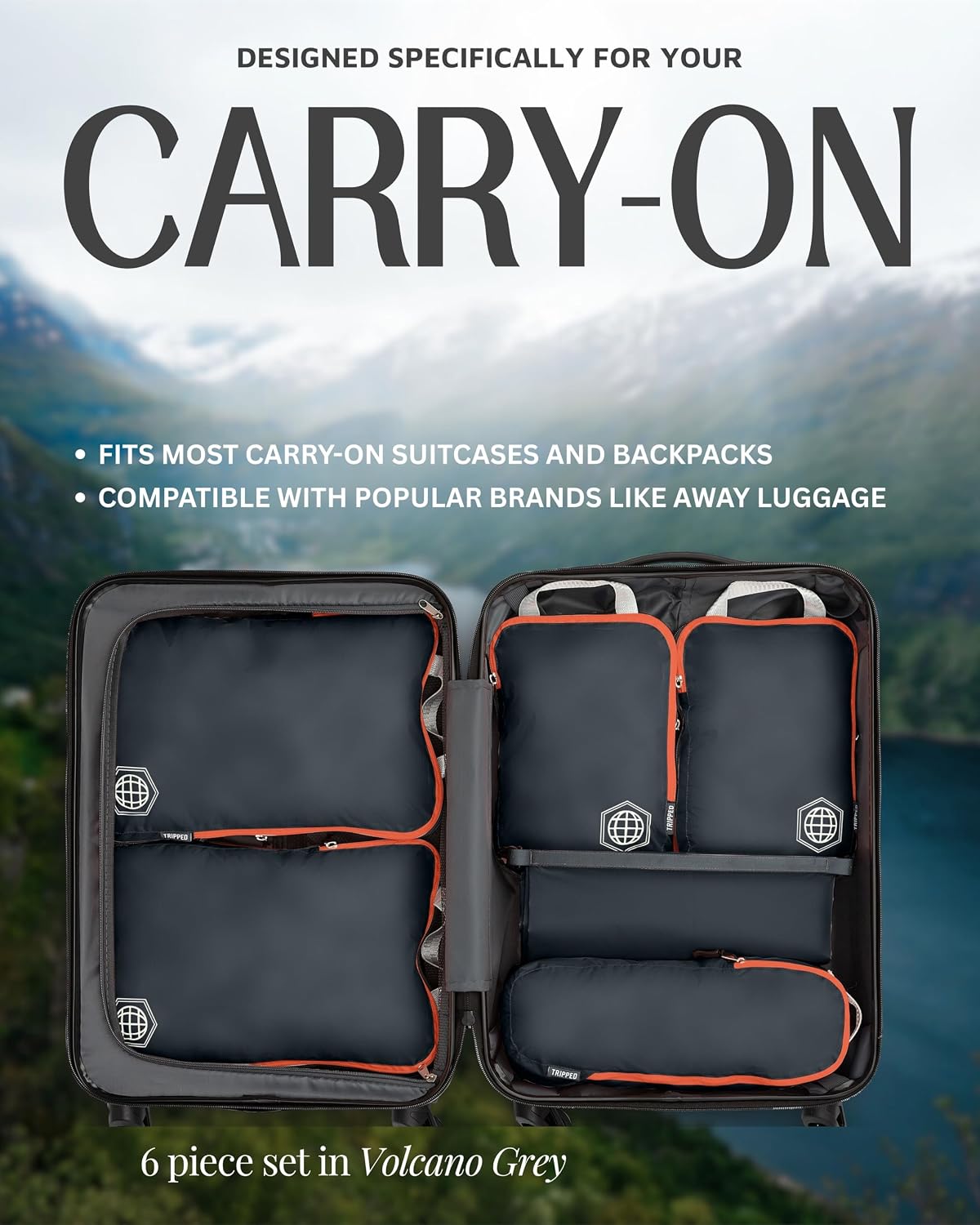 TRIPPED Travel Gear Compression Packing Cubes for Carry-On Travel 6-Pack