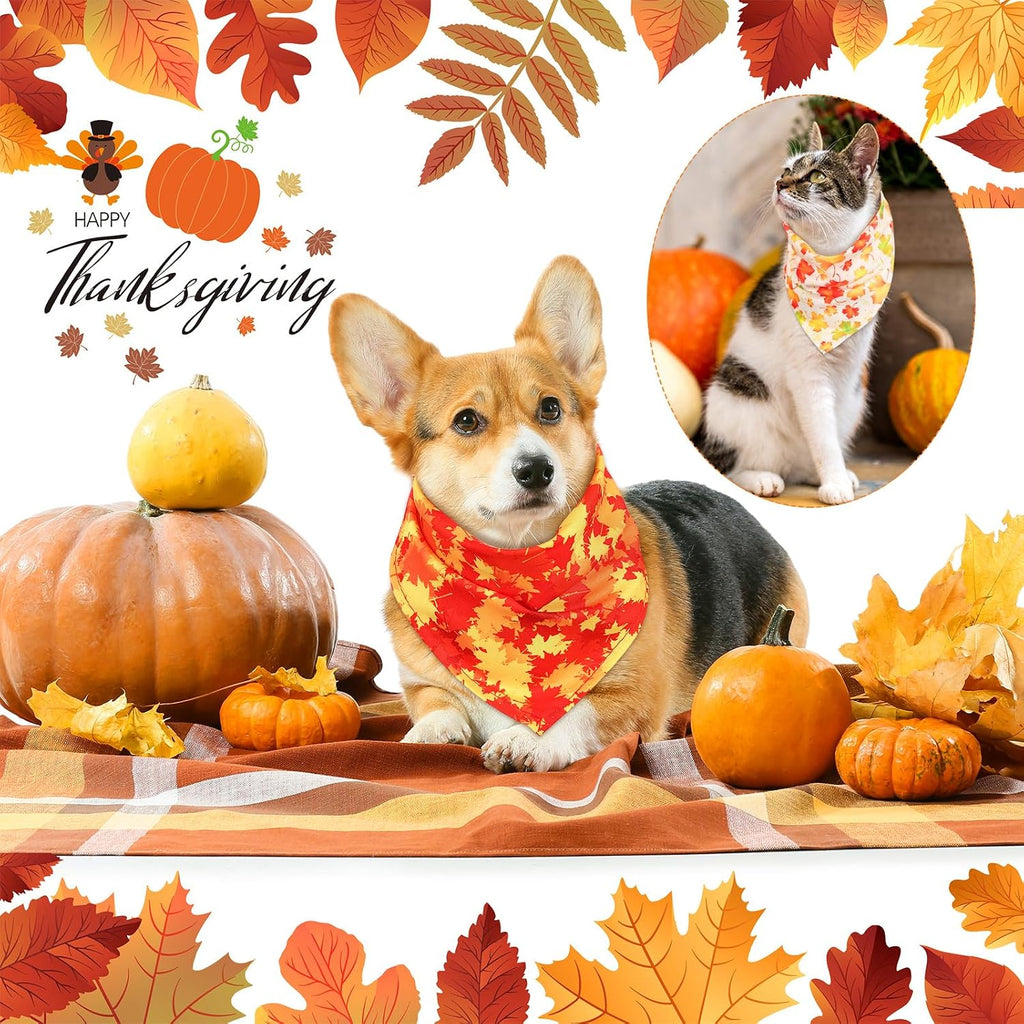 Sweetude 200 Pcs Fall Dog Bandanas Bulk Triangle Scarves, Pumpkin