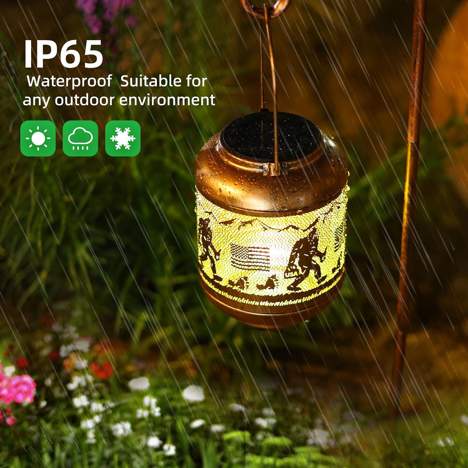 Bigfoot Solar Lanterns Outdoor Waterproof Hanging Solar Lights Big Foot Sasquatch Metal Decoratives LED Lantern for Patio, Backyard, Porch, Yard, Lawn,Garden Decor Gifts Men