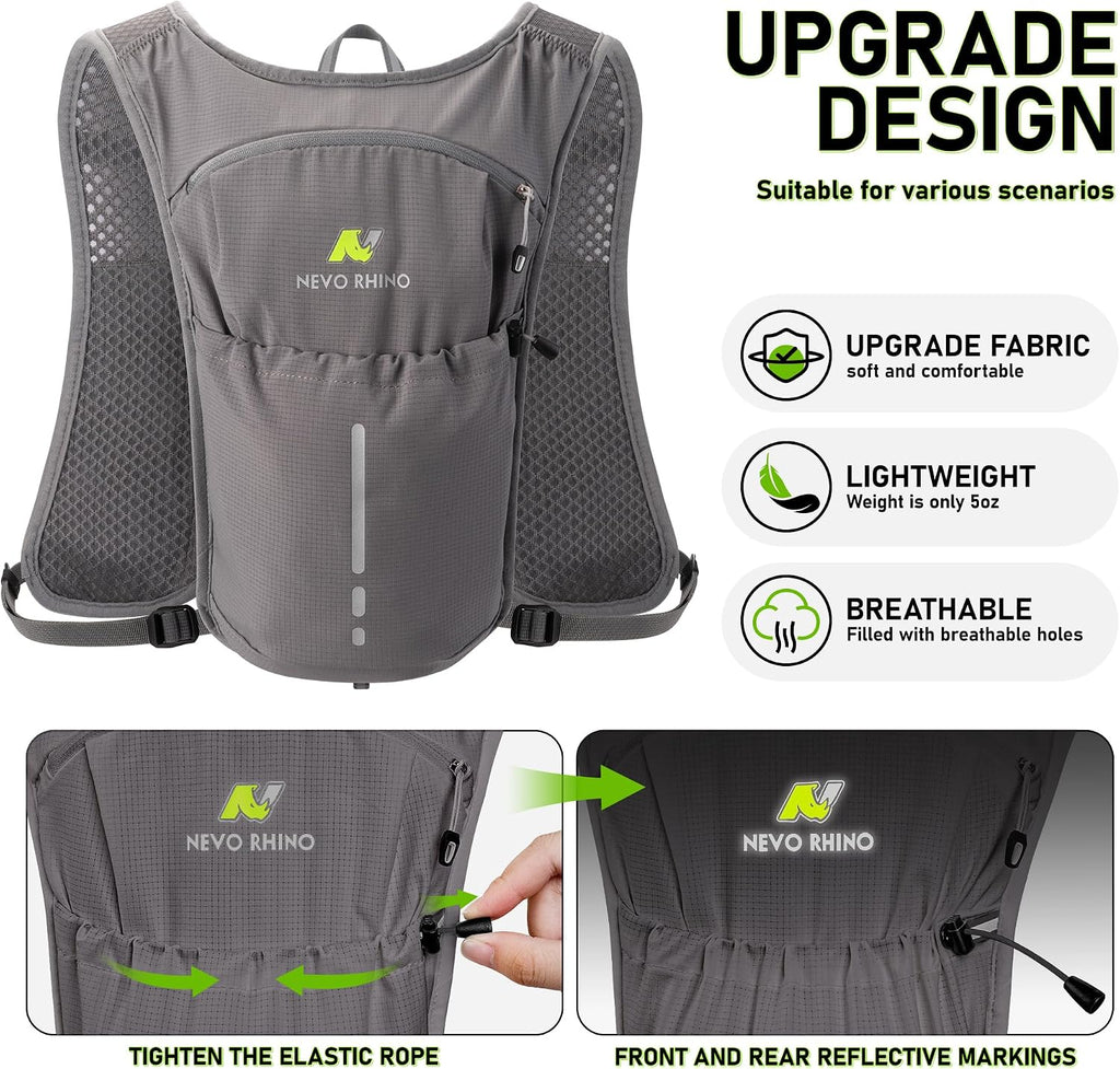 N NEVO RHINO Running Vest with 1.5L Water Bladder, Hydration Vest Pack