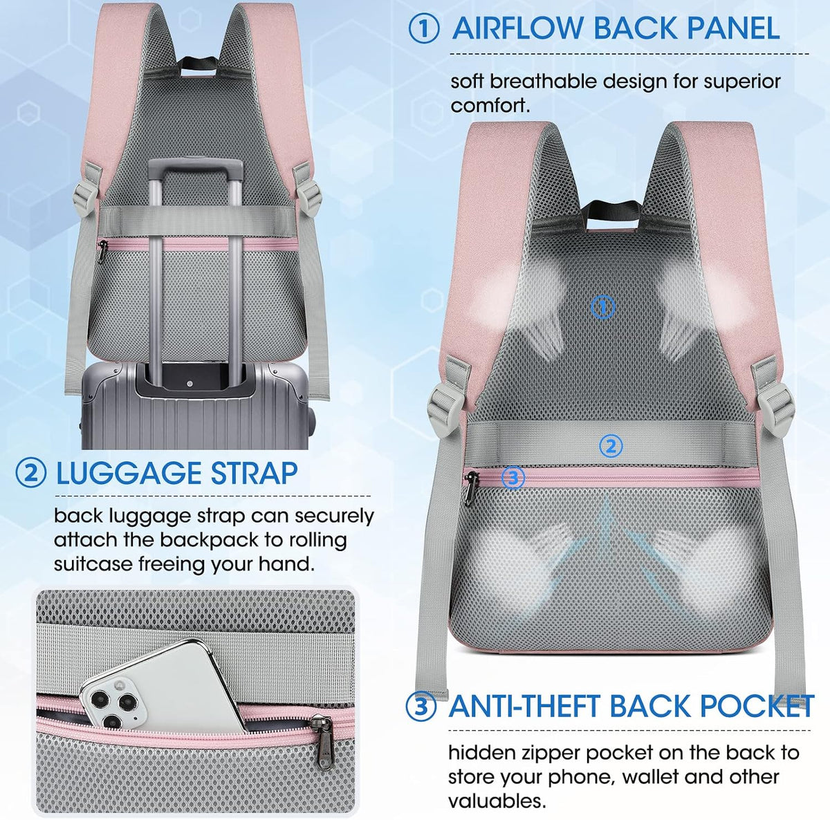 RAINSMORE Camera Backpack for DSLR SLR Mirrorless Cameras - Professional 14 Inch Laptop Compartment Waterproof Photography Bag with Tripod Holder & Rain Cover for Travel & Hiking, Pink