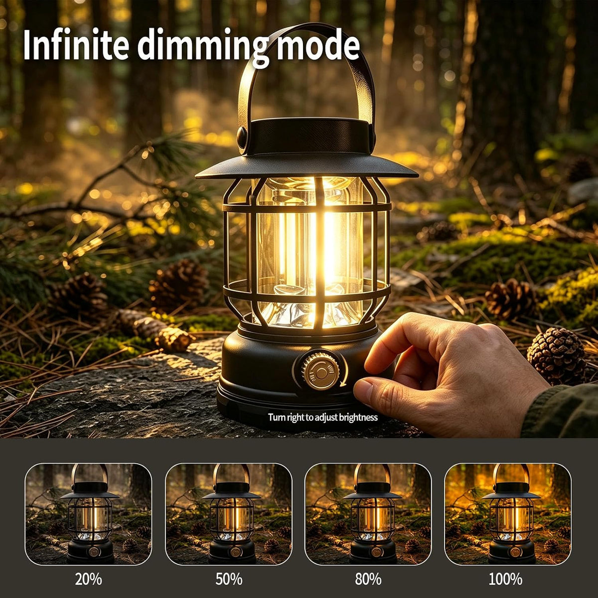 Rechargeable Camping Lights, 2-in-1 Solar Lanterns Outdoor Waterproof with Flashlight Mode, Collapsible Portable LED Camping Lantern for Camping Tent Hurricanes Power Outages Storm Indoor Outdoor