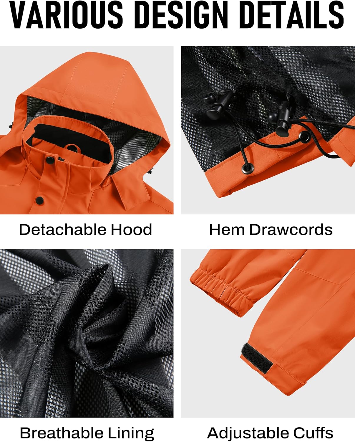 MAGCOMSEN Men's Lightweight Windbreaker Rain Jacket Raincoat with Detachable Hood for Hiking Fishing Activewear