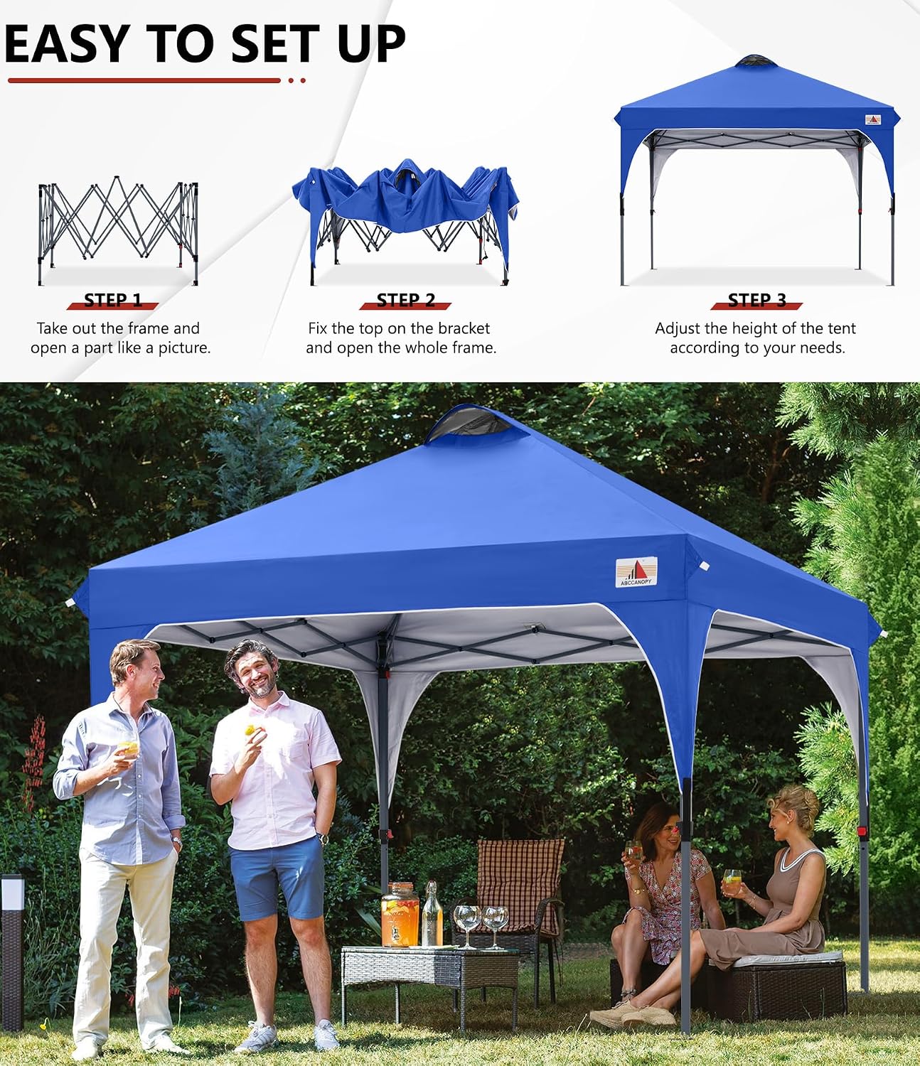 ABCCANOPY 8x8 Pop up Canopy Tent Instant Outdoor Shelter, Sapphire Blue