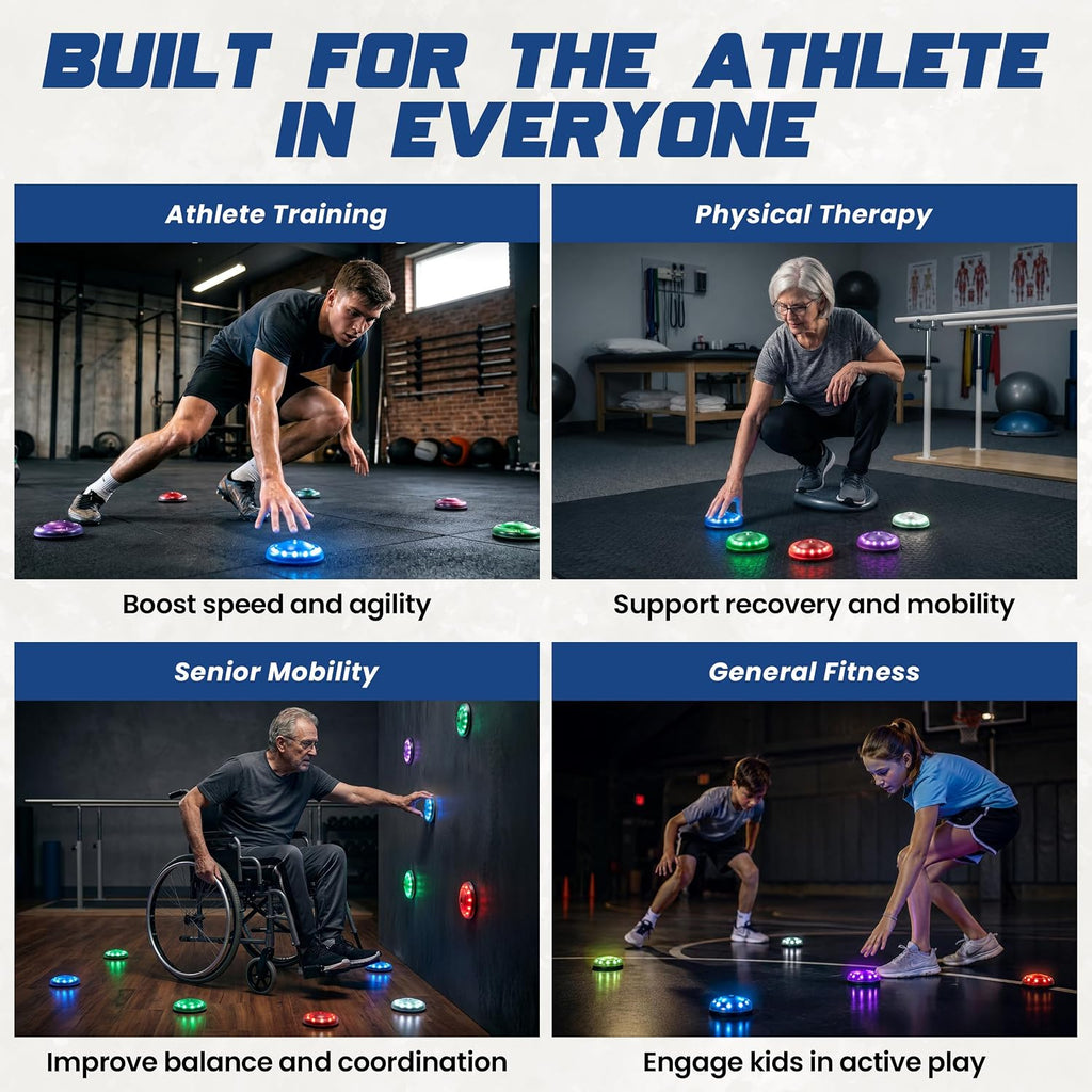 Reflexx RLT 2.1 Reaction Training Lights – Improve Reaction Time, Coordination & Focus – Adjustable Speed, Random Mode, Brightness & Sound Control – for Fitness, Rehab, Seniors & Athletes