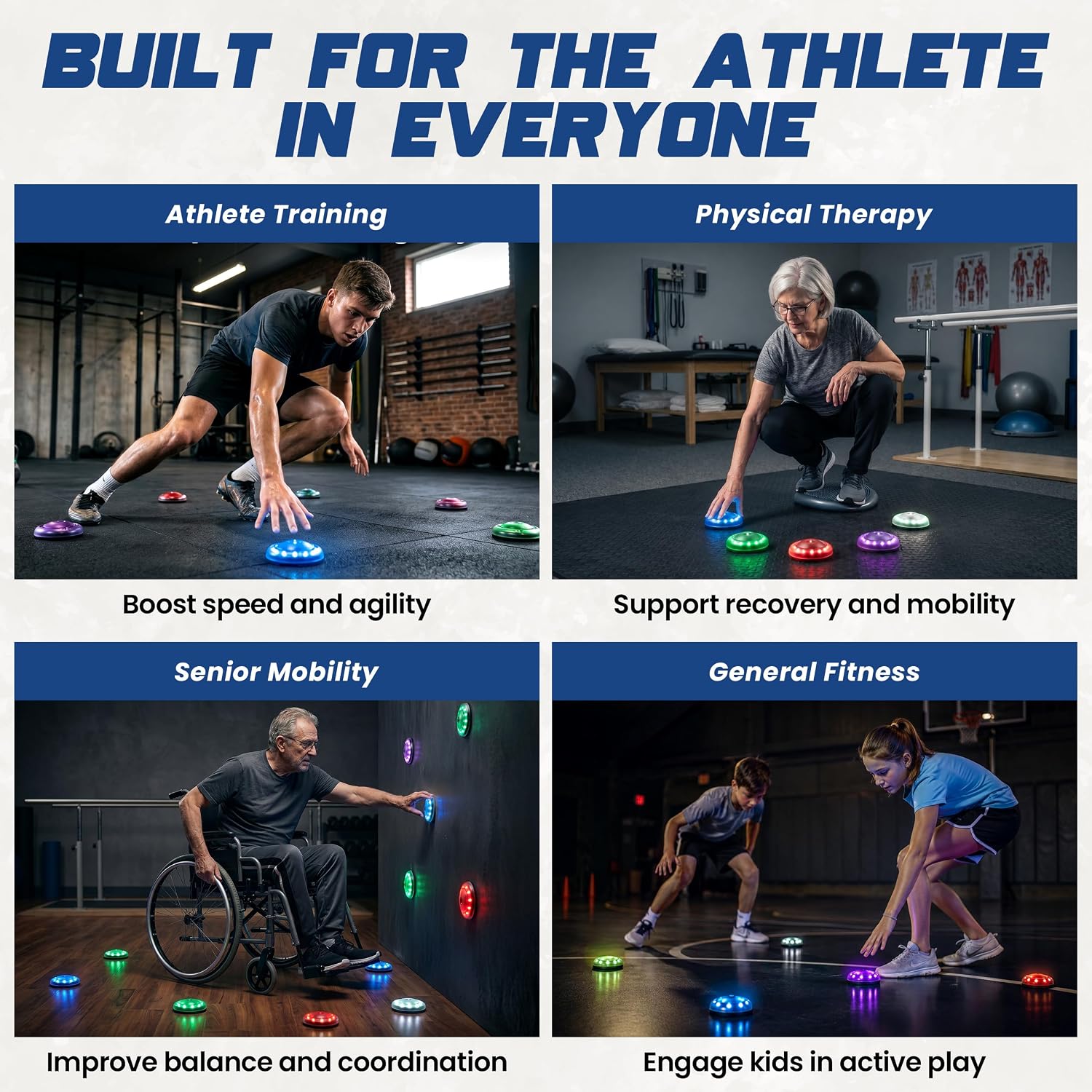 Reflexx RLT 2.1 Reaction Training Lights – Improve Reaction Time, Coordination & Focus – Adjustable Speed, Random Mode, Brightness & Sound Control – for Fitness, Rehab, Seniors & Athletes