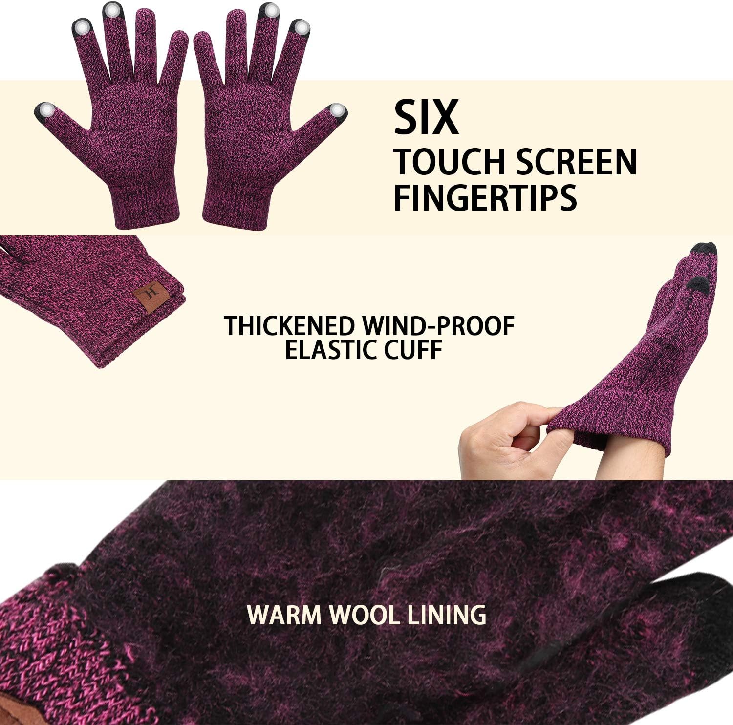 FZ FANTASTIC ZONE Winter Beanie Hats Scarf Touchscreen Gloves for Men Women