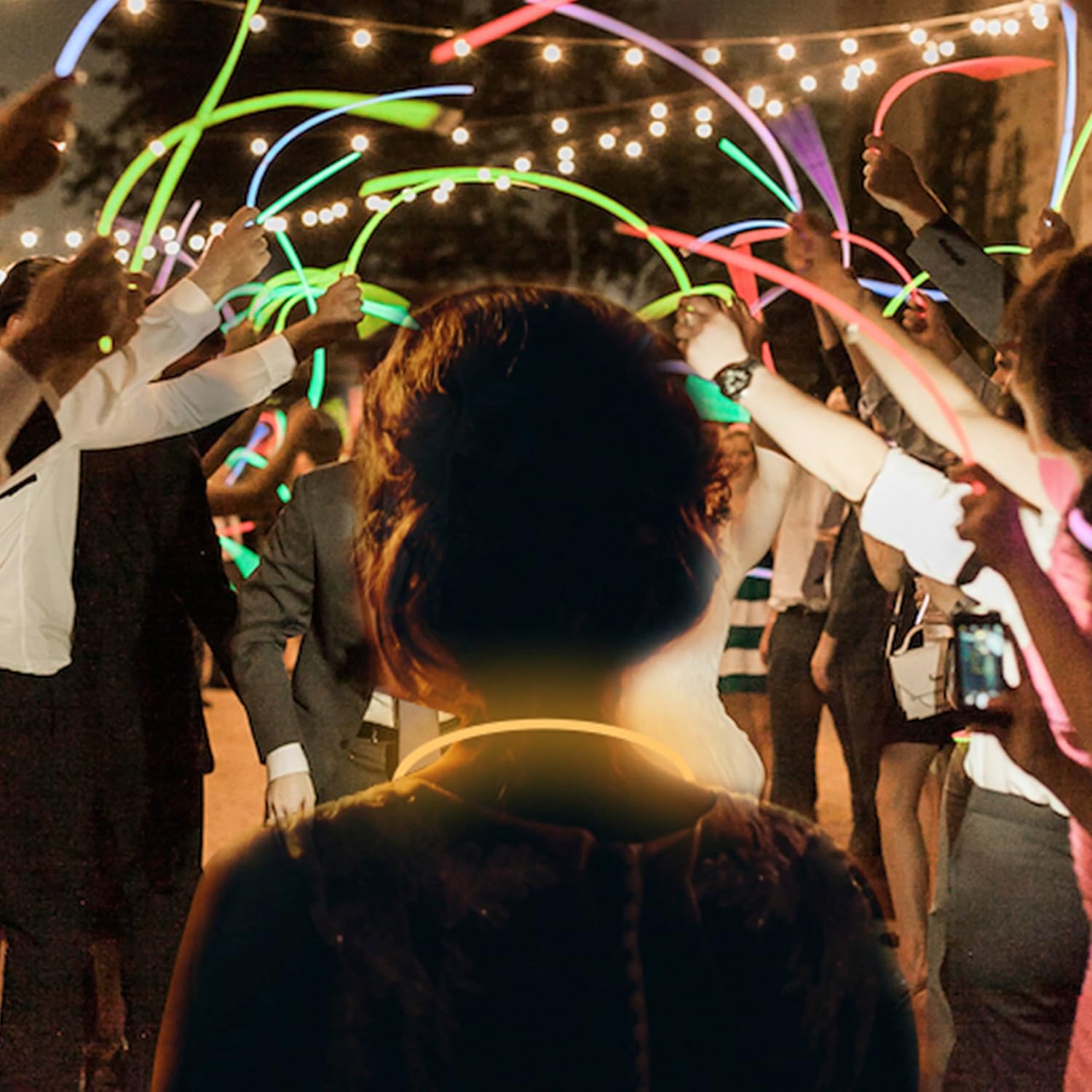 Glow Fever Glow Sticks Bulk 100ct 22'' Glow Necklaces with Connectors, Neon Light Sticks for Party Festivals Raves Concert Birthday Wedding, Orange