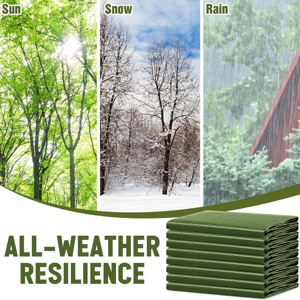 8 Pack 4 x 6 ft Army Green Tarps, 5.5 Mil Heavy Duty Waterproof Tarp