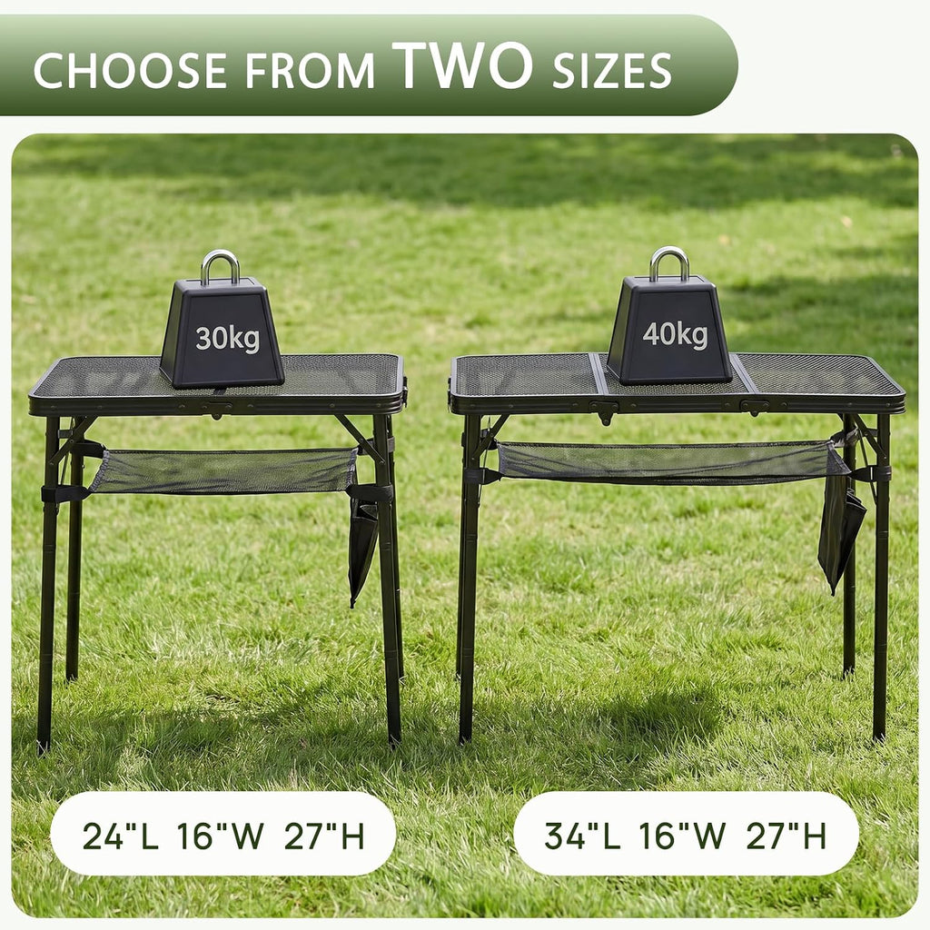 Folding Grill Table, 34 x 16 in Portable Camping Table for Picnic