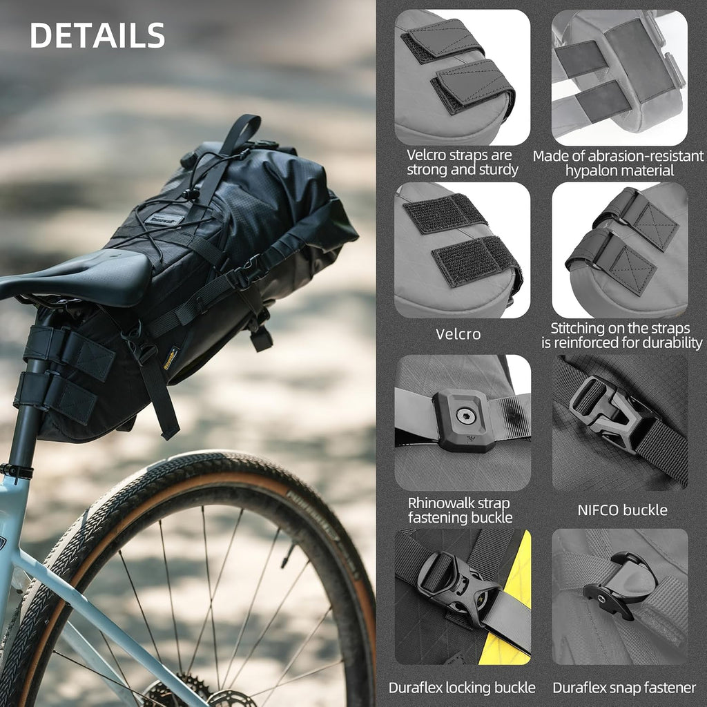 Rhinowalk Bike Saddle Bag Bicycle Saddle Pannier 14L Waterproof Storage Pouch Rear Rack Luggage Carrier Quick-Fit with Hardshell Frame & Interior (White)