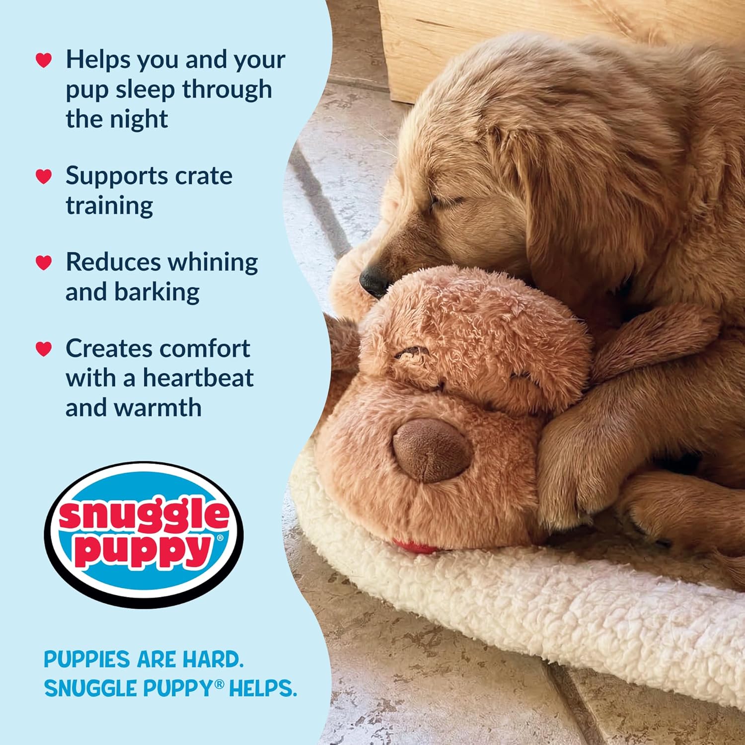 Snuggle Puppy Heartbeat Toy, Calming Comfort, Medium Breeds - Biscuit